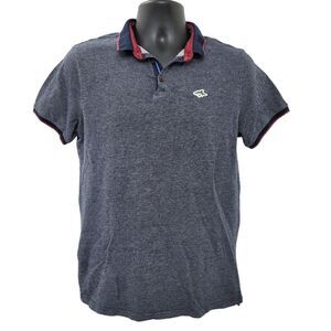 2/$20 Le Shark Navy Blue With Red Polo Golf Shirt Top Size: M